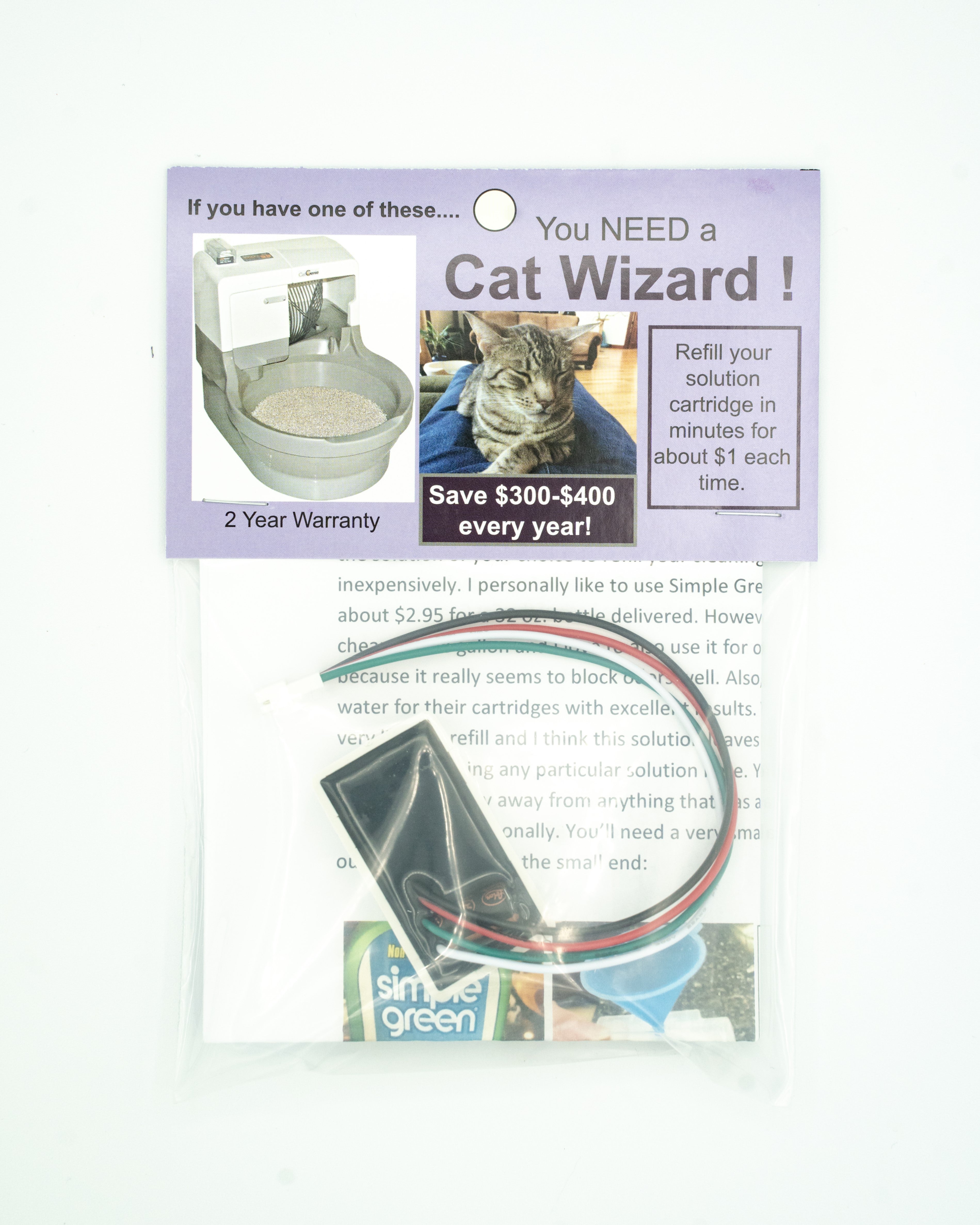 Cat Wizard Easy Refill Kit for Cat Genie 120 Sanisolution Cleaning Cartridge